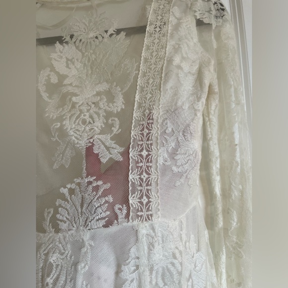 Free People Long Sleeve Lace Dress in White - Picture 10 of 14